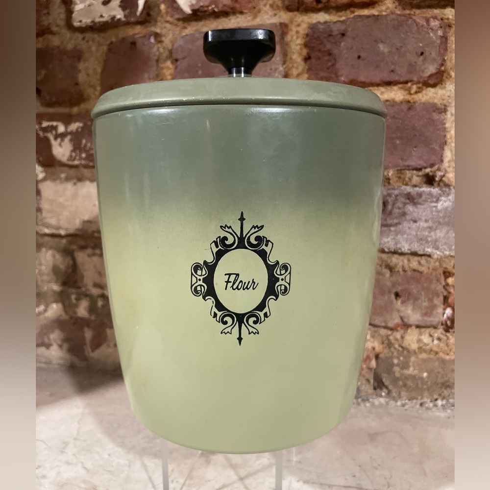 West Bend Avocado Green Canister Flour Aluminum